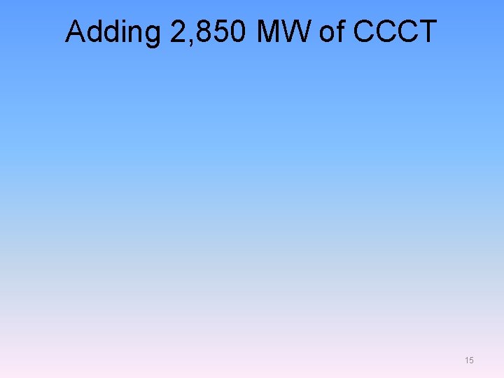 Adding 2, 850 MW of CCCT 15 Adding 2, 850 MW of CCCT 15