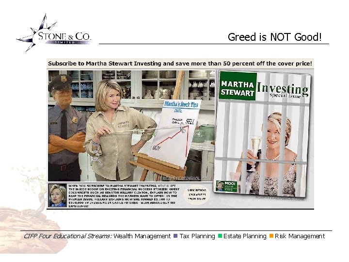 Greed is NOT Good! CIFP Four Educational Streams: Wealth Management Tax Planning Estate Planning