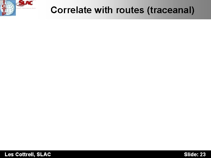 Correlate with routes (traceanal) Les Cottrell, SLAC Slide: 23 