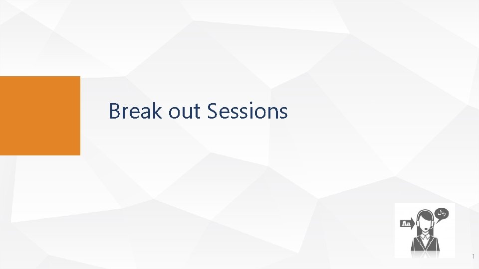 Break out Sessions 1 