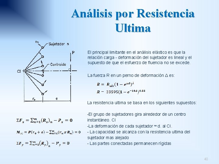 Análisis por Resistencia Ultima El principal limitante en el análisis elástico es que la