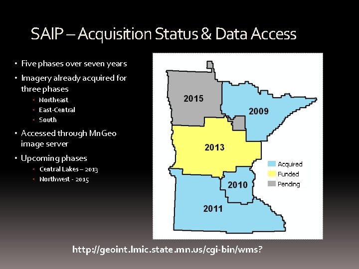 SAIP – Acquisition Status & Data Access • Five phases over seven years •