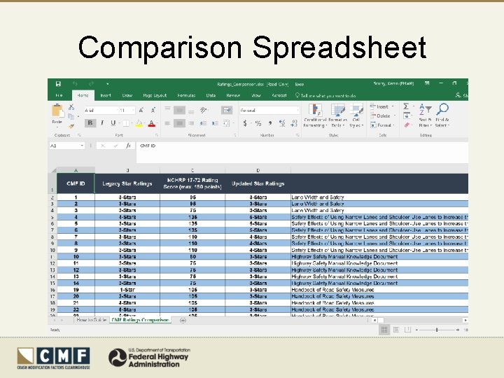 Comparison Spreadsheet 