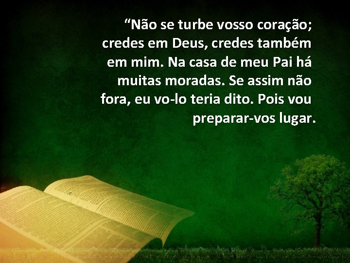 “Não se turbe vosso coração; credes em Deus, credes também em mim. Na casa