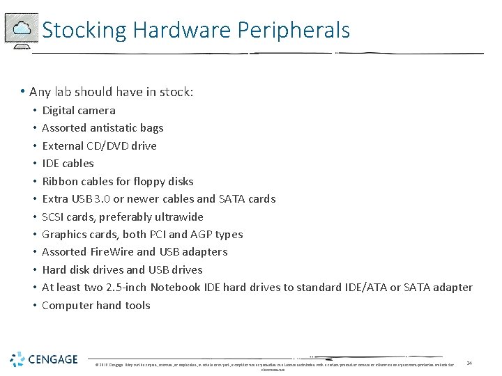 Stocking Hardware Peripherals • Any lab should have in stock: • • • Digital