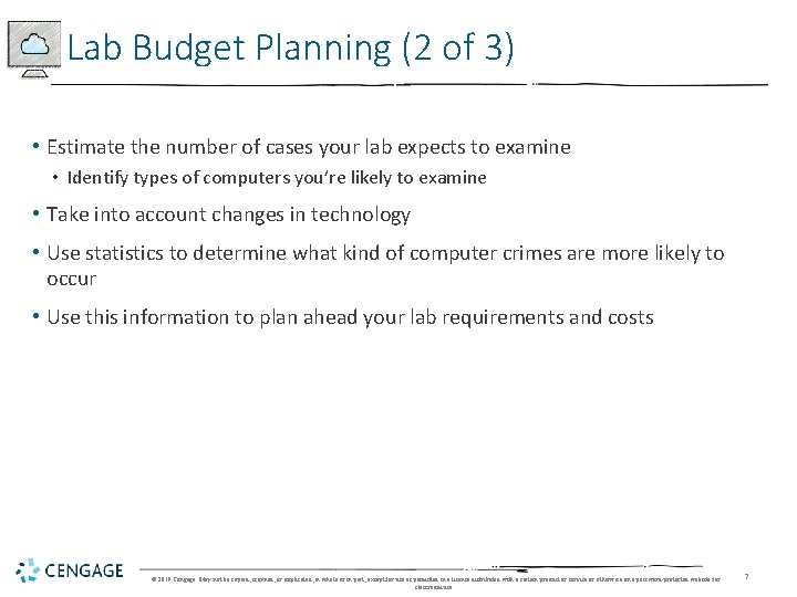 Lab Budget Planning (2 of 3) • Estimate the number of cases your lab