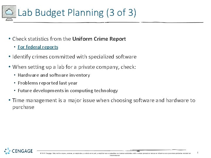 Lab Budget Planning (3 of 3) • Check statistics from the Uniform Crime Report