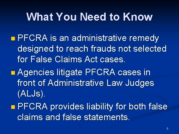 What You Need to Know n PFCRA is an administrative remedy designed to reach