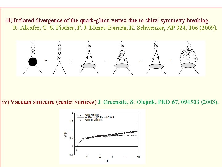 iii) Infrared divergence of the quark-gluon vertex due to chiral symmetry breaking. R. Alkofer,