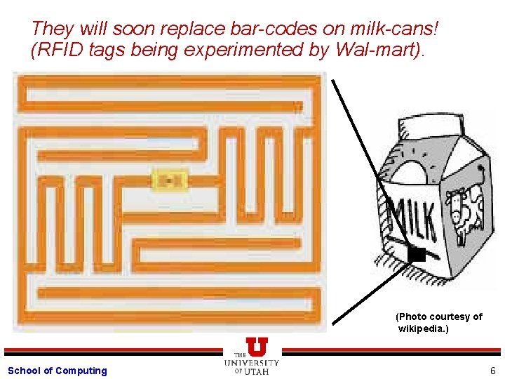 They will soon replace bar-codes on milk-cans! (RFID tags being experimented by Wal-mart). (Photo