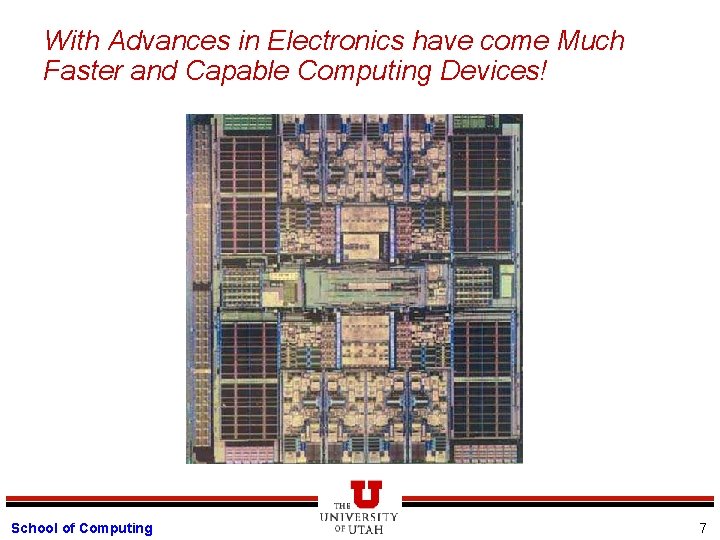 With Advances in Electronics have come Much Faster and Capable Computing Devices! School of