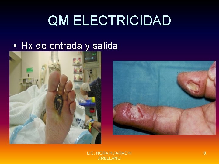 QM ELECTRICIDAD • Hx de entrada y salida LIC. NORA HUARACHI ARELLANO 8 