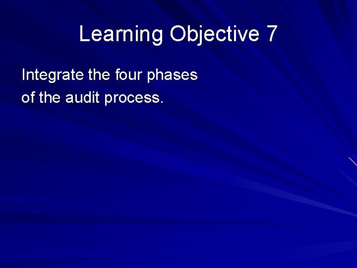 Learning Objective 7 Integrate the four phases of the audit process. © 2010 Prentice