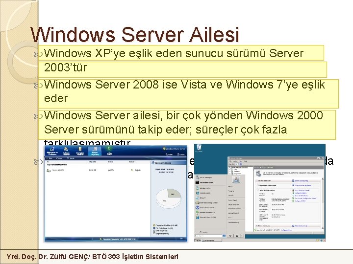 Windows Server Ailesi Windows XP’ye eşlik eden sunucu sürümü Server 2003’tür Windows Server 2008