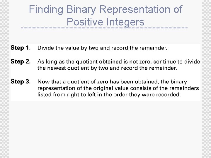 Finding Binary Representation of Positive Integers 