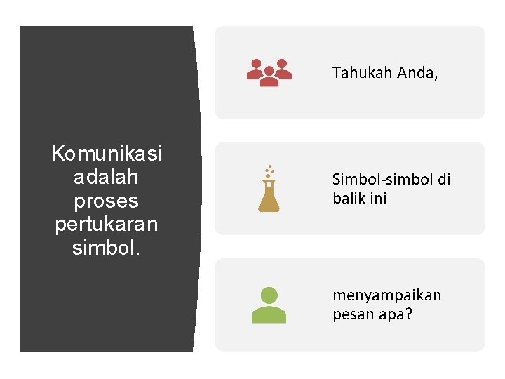Tahukah Anda, Komunikasi adalah proses pertukaran simbol. Simbol-simbol di balik ini menyampaikan pesan apa?