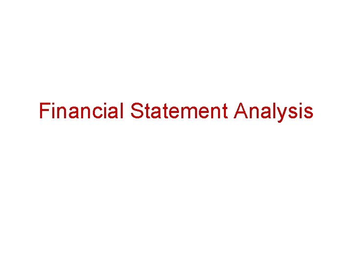 Financial Statement Analysis 