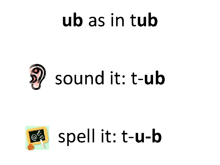 ub as in tub sound it: t-ub spell it: t-u-b 