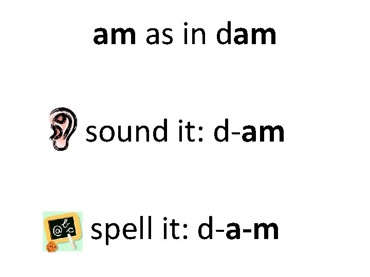 am as in dam sound it: d-am spell it: d-a-m 