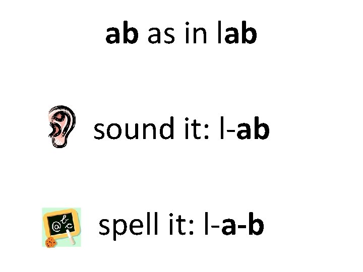 ab as in lab sound it: l-ab spell it: l-a-b 