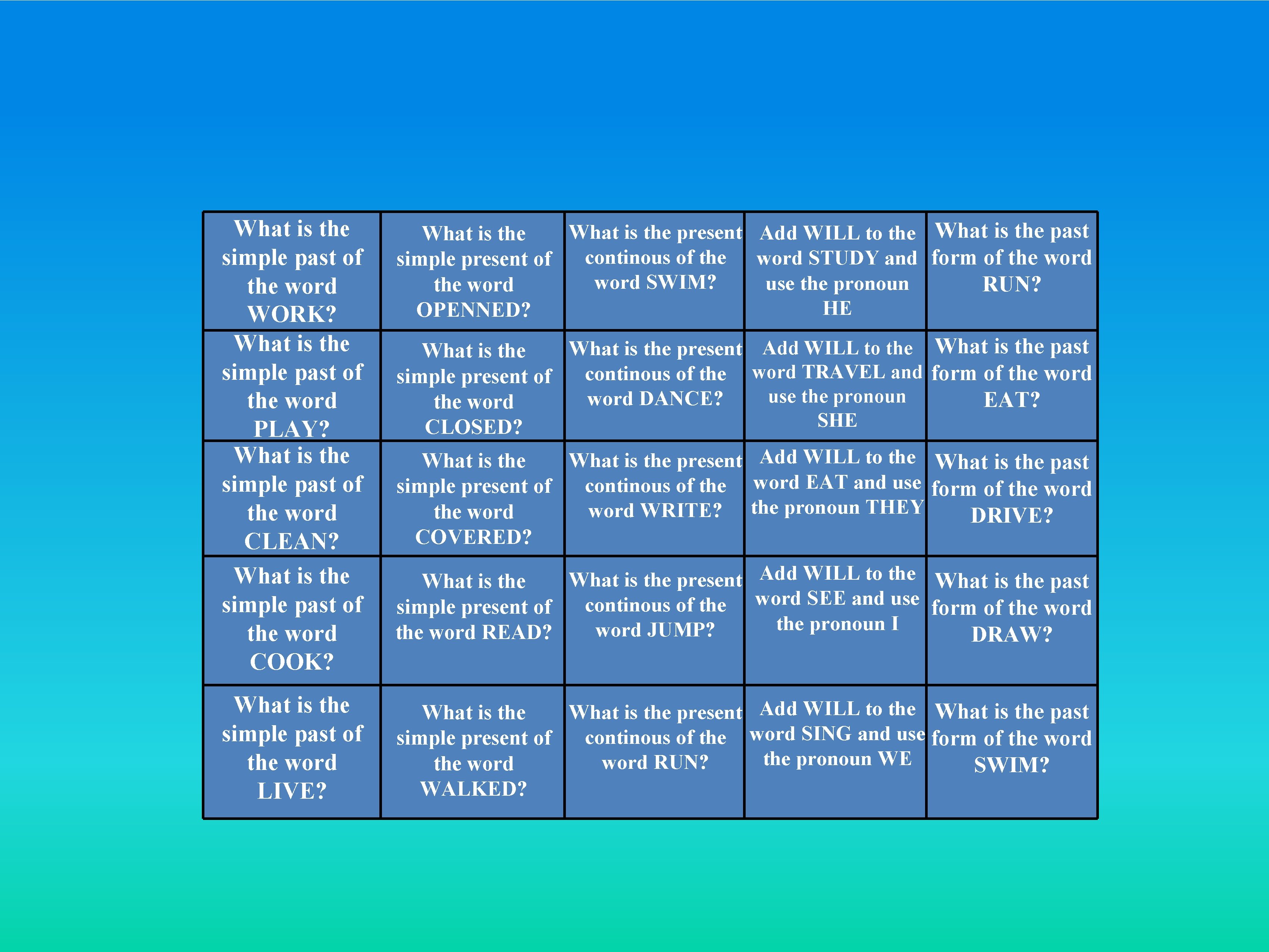 What is the simple past of the word WORK? What is the simple past