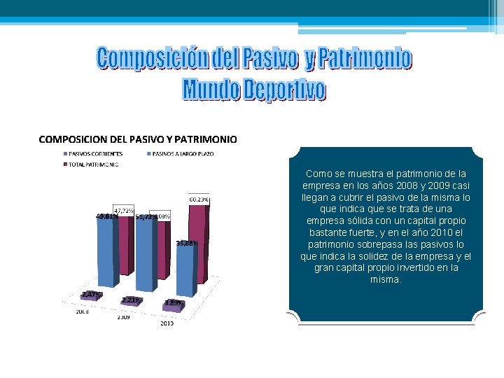 Como se muestra el patrimonio de la empresa en los años 2008 y 2009