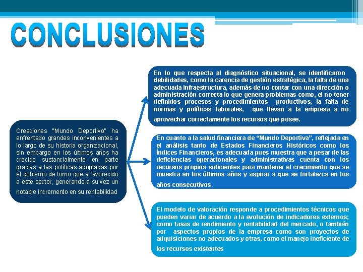 En lo que respecta al diagnóstico situacional, se identificaron debilidades, como la carencia de