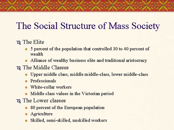 The Social Structure of Mass Society Ô The Elite ] ] Ô The Middle