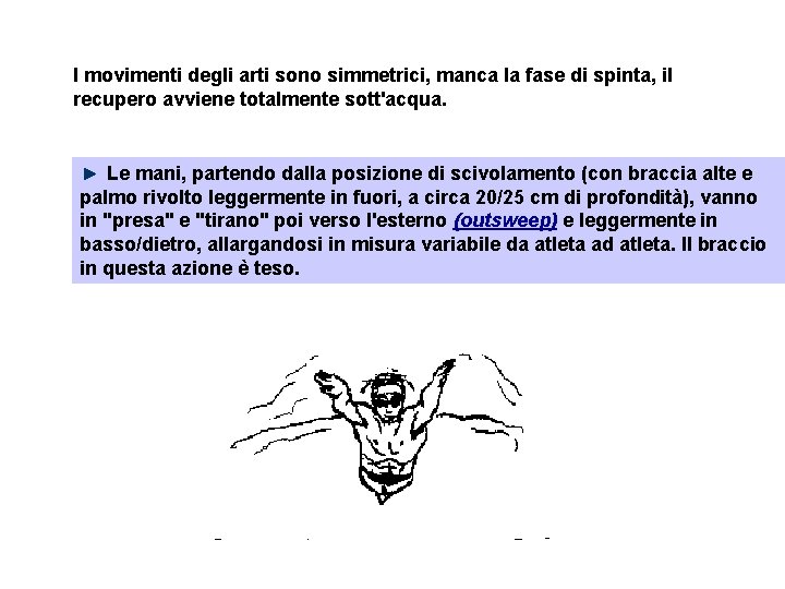 I movimenti degli arti sono simmetrici, manca la fase di spinta, il recupero avviene