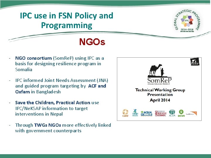 IPC use in FSN Policy and Programming NGOs - NGO consortium (Som. Re. P)