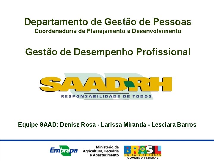 Departamento de Gestão de Pessoas Coordenadoria de Planejamento e Desenvolvimento Gestão de Desempenho Profissional