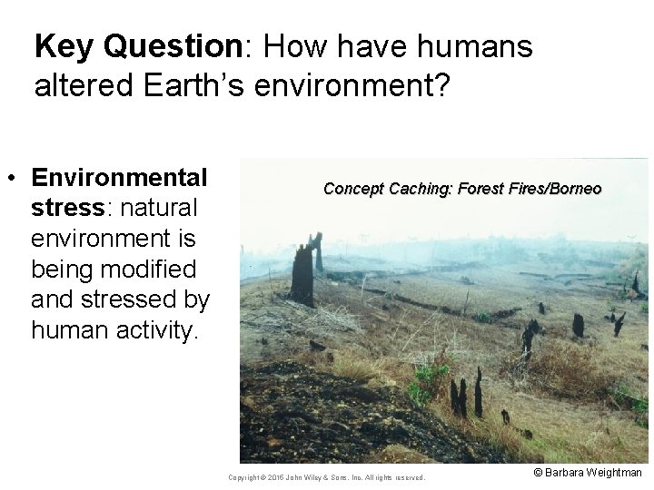 Key Question: How have humans altered Earth’s environment? • Environmental stress: natural environment is