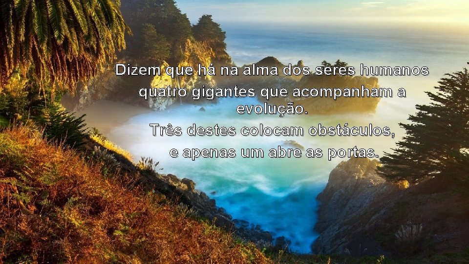 Dizem que há na alma dos seres humanos quatro gigantes que acompanham a evolução.