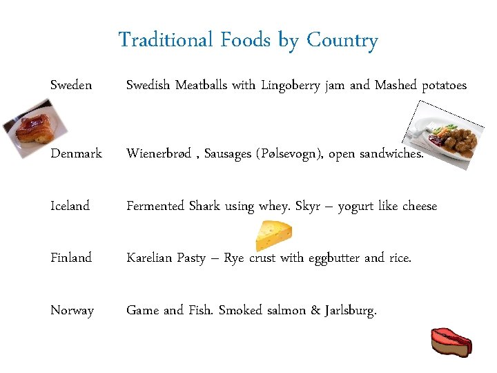 Traditional Foods by Country Sweden Swedish Meatballs with Lingoberry jam and Mashed potatoes Denmark