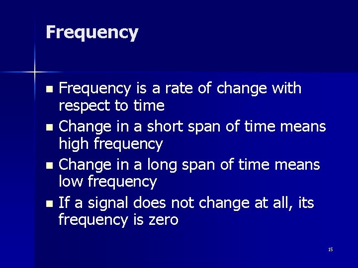 Frequency is a rate of change with respect to time n Change in a