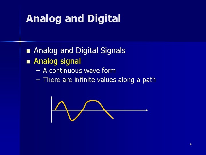 Analog and Digital n n Analog and Digital Signals Analog signal – A continuous Analog and Digital n n Analog and Digital Signals Analog signal – A continuous