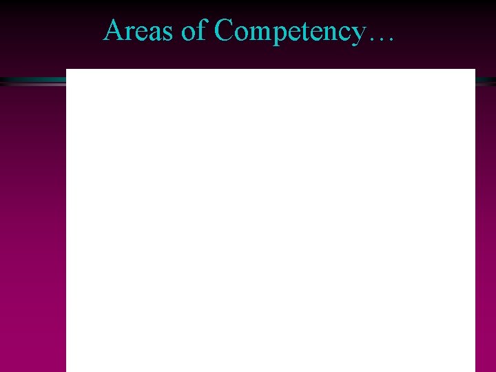 Areas of Competency… 