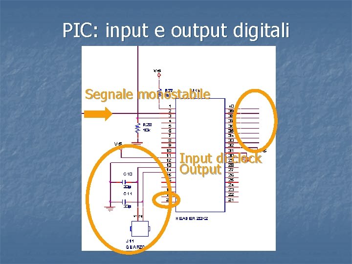 PIC: input e output digitali Segnale monostabile Input di clock Output 