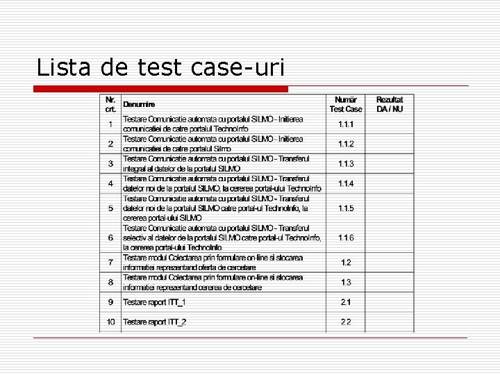 Lista de test case-uri 