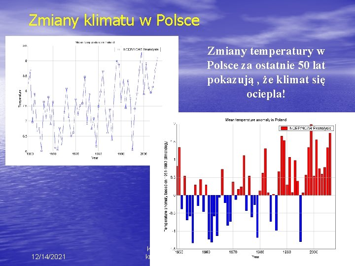 Zmiany klimatu w Polsce Zmiany temperatury w Polsce za ostatnie 50 lat pokazują ,