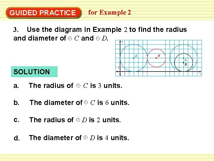 for Example 2 GUIDED PRACTICE 3. Use the diagram in Example 2 to find