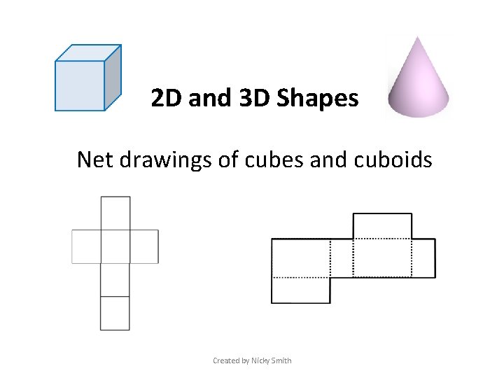 2 D and 3 D Shapes Net drawings of cubes and cuboids Created by