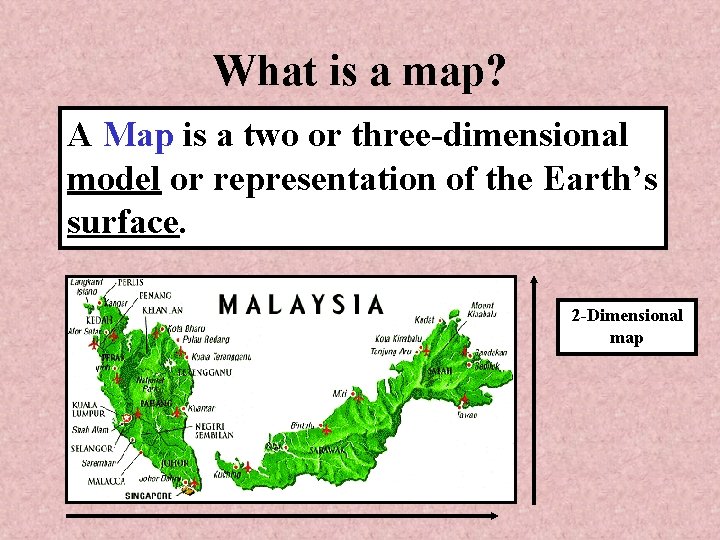 What is a map? A Map is a two or three-dimensional model or representation