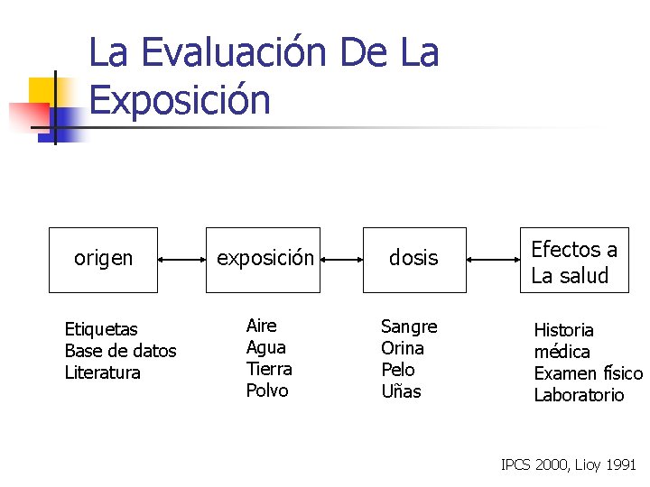 La Evaluación De La Exposición origen Etiquetas Base de datos Literatura exposición dosis Aire