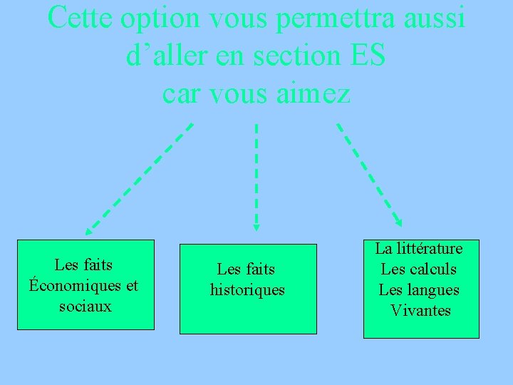 Cette option vous permettra aussi d’aller en section ES car vous aimez Les faits