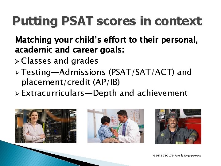 Putting PSAT scores in context Matching your child’s effort to their personal, academic and