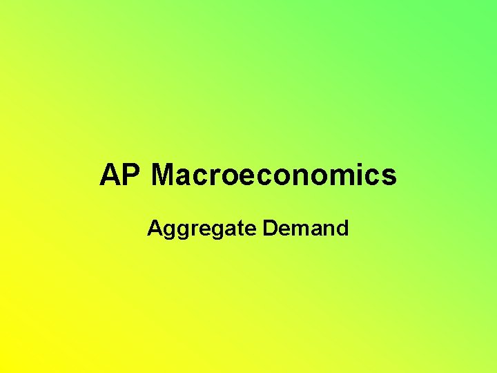 AP Macroeconomics Aggregate Demand 