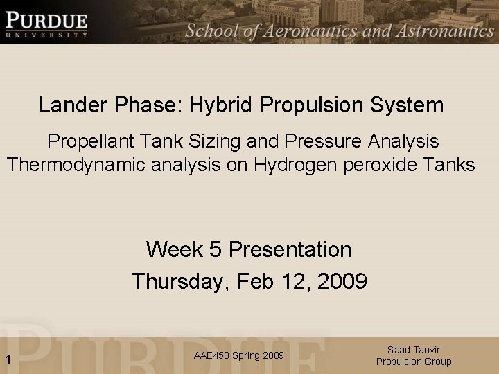 Lander Phase: Hybrid Propulsion System Propellant Tank Sizing and Pressure Analysis Thermodynamic analysis on