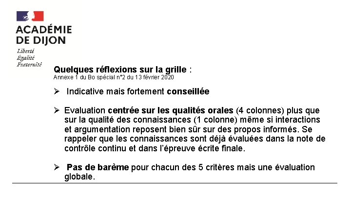 Quelques réflexions sur la grille : Annexe 1 du Bo spécial n° 2 du