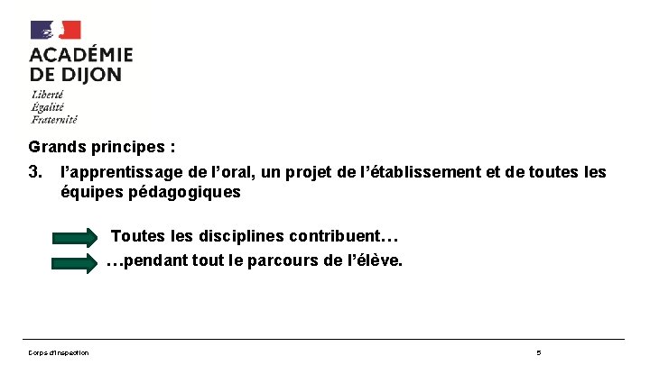 Grands principes : 3. l’apprentissage de l’oral, un projet de l’établissement et de toutes